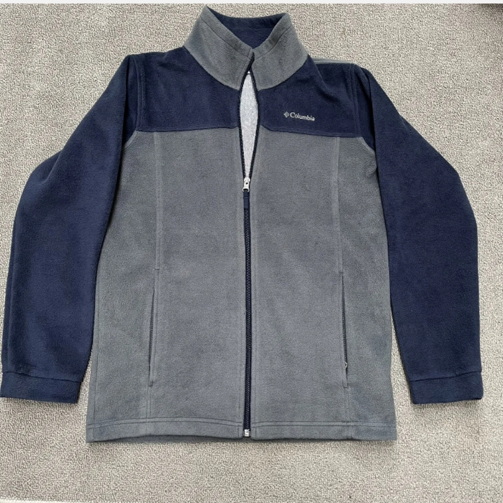 🆕 Columbia | Blue & Grey Two Toned Fleece Zip Front Jacket Youth Size XL 18-20
